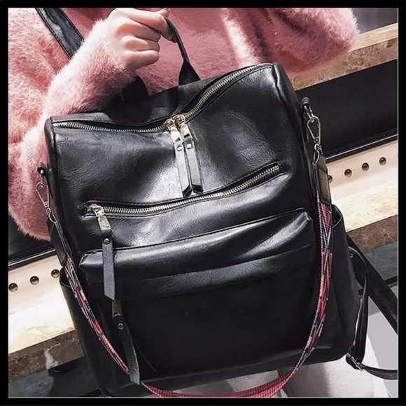 ❤️New! Black Soft Vegan Leather Boho Aztec Backpack/Travel Bag_Beautiful!! - Picture 5 of 10